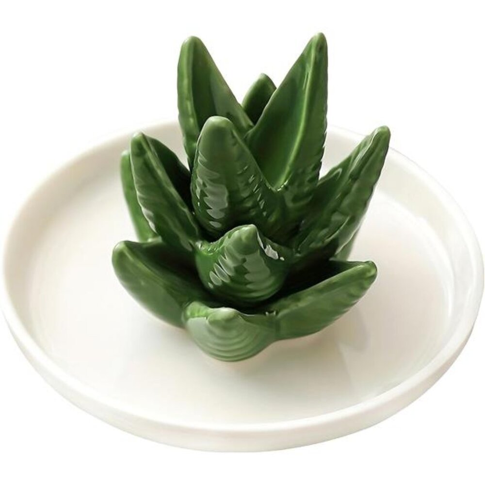 Aloe-Ring-Holder Jewelry-Tray Ceramic Cactus-Ring-Dish Trinket Tray